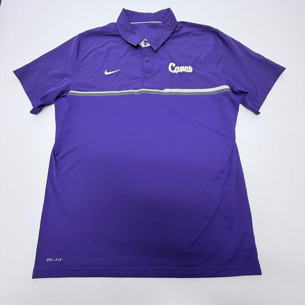 Nike Dri-FIT Purple Canes Team Polo Shirt Mens Large Short Sleeve Golf Top